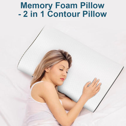 lxjnfac Memory Foam Pillows for Side, Back and Stomach Sleepers, Bed Pillow with Washable Cover and Breathable Mesh, Bed Pillow for Sleeping Standard Size （White&Grey）