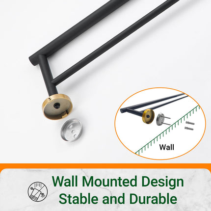 Miyili 24-Inch Bathroom Double Towel Rack Black & Gold