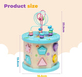 Wooden Activity Cube Baby Toys Montessori Toys for 1+ Year Old 4-in-1 Educational Learning Toys with Bead Maze T121