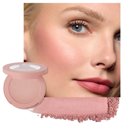 HERORANGE Powder Matte Blush Cheeks Face Makeup Pink Monochrome Fade and Transfer-Resistant Baked Blush, Vegan