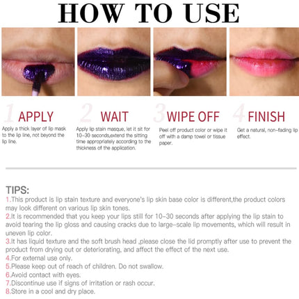 FAFAMOON Peel Off Lip Stain Lip Tint Set - 3 Pcs Long Lasting, Transfer Proof & Waterproof Matte Finish Lip Gloss