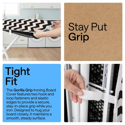 GORILLA GRIP Padded Ironing Board Cover, 15x54inches, Chevron