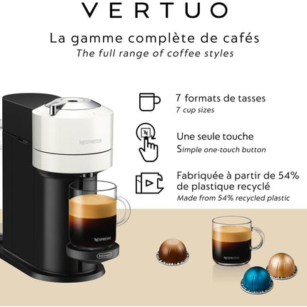 Nespresso Vertuo Next Single Serve Coffee and Espresso Machine NV120W by De'Longhi, White