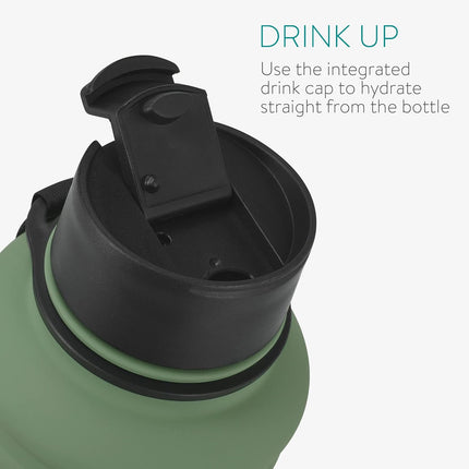 Navaris 44fl oz/1.3L Stainless Steel Water Bottle Jug, GREEN