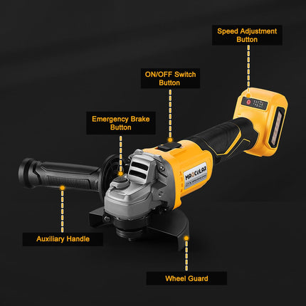 MAXCULAR Angle Grinder Cordless Compatible with DEWALT, 8500 RPM Brushless Power Motor, 4-1/2-Inch to 5-Inch, 3 Variable Speeds Power Grinder Tool for Cutting, Grinding, Polishing TOOL ONLY