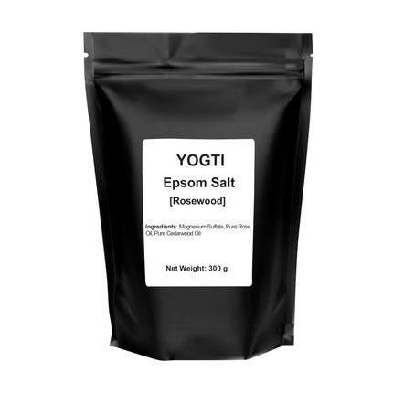 Yogti 6 Pack Epsom Bath Salts 300g each, Body and Foot Soak, Made with Unique Oils Eucalpytus Mint, Rosewood, Cucumber Melon, Coconut, Orange Ginger and Lavender - 1 Set