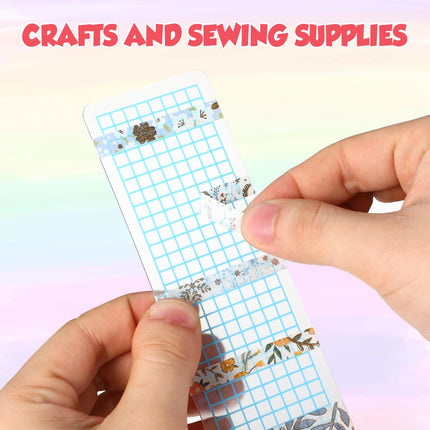 NUOBESTY 45pcs Washi Tape Sample Boards, Plastic Storage Cards for Journaling, Frosted Grid Washi Organizer Holder, Portable Tape Dispenser Plate for Scrapbooking, Journal, Art Crafts