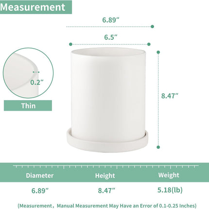 Mozing Ceramic Plant Pots (Small Frosted Surface) 6.89"X8.47"