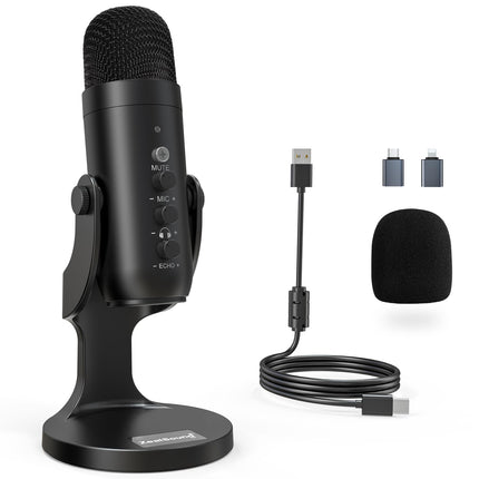 ZealSound USB Microphone,Condenser Phone Computer PC Mic kit,Plug&Play Gaming Microphones for PS 4&5.Mic Gain&Volume Control,Echo &Mute Button for Vocal,Record,Streaming,Discord YouTube Podcast on Mac