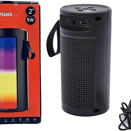 Wireless Speaker ZQS1201  Bluetooth Portable Wireless RGB Light Reader card TF/USB - (Black)