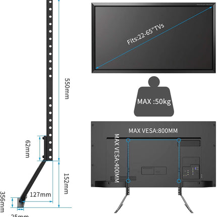 Suptek Universal TV Stand Table Top Replacement TV Legs for 22-65 inches LCD Flat and Curved Screen TV, Max VESA up to 800x400mm Support 110lbs, X00279PM51