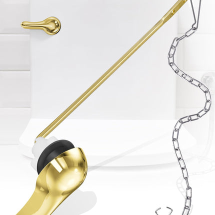 WINONLYB Universal Toilet Handle Replacement Kit Side Mount Toilet Flush Handle Compatible with American Standard Toilet Parts Toilet Handle Lever with Stainless Steel Flapper Chain, Gold