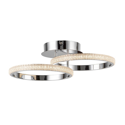 Loris 16-Inch LED Flush Mount Ceiling Light, Chrome Finish with Crystal-Style Embellishments, Modern Glam Light Fixture for Bedroom, Hallway, or Entryway
