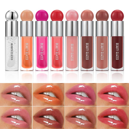 Beauty Glazed Non-Sticky Ultra-Hydrating & Nourishing Lip Oil, Smooth Glossy Finish Lip Glow Oil, Shiny and Tinted Lip Gloss, Big Brush Applicator 106# PLUM