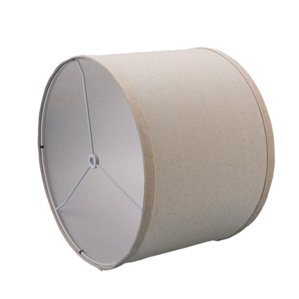 Wankaix Set of 2 Drum Lamp Shades Replacements For Table Lamps Easy Assembly, WHITE BIEGE  Natural Linen Fabric SIZE 13"x13"x10"