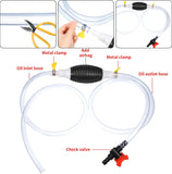 Guiqulai Siphon Pump Kit of 7 Pcs, Fuel Transfer Pump for Gasoline Gas Fluid Fuel Fish Tank, Manual Hand Pump with 2 M Siphon Hose Airbag, Stop Valve, Hose Fastener