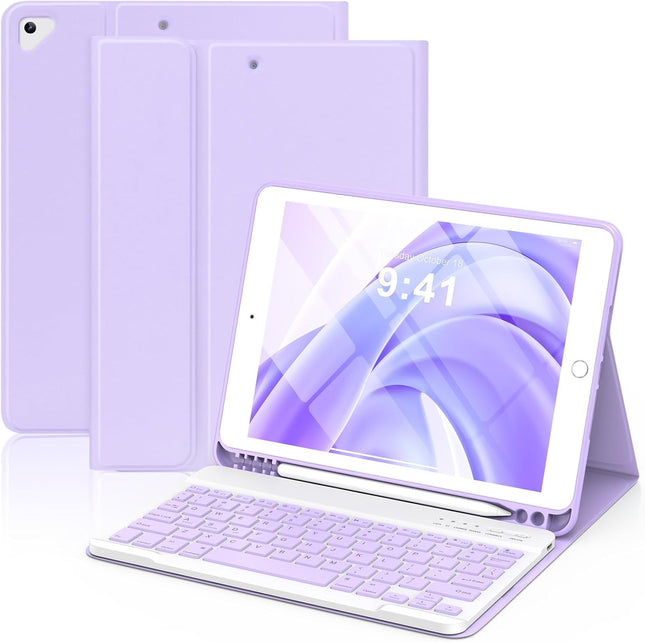 ZOPSGYU for iPad 9th Generation Case with Keyboard 2021, for iPad 8th Generation 2020 / 7th Generation 2019 Case with Pencil Holder -Magnetic Bluetooth Wireless Detachable Keyboard, PURPLE