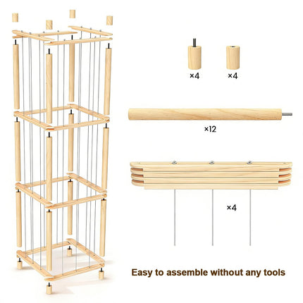 THREELOVE Natural Solid Wood Easy Assembly Toy Stuffed Animal Storage Organizer & Display Shelf