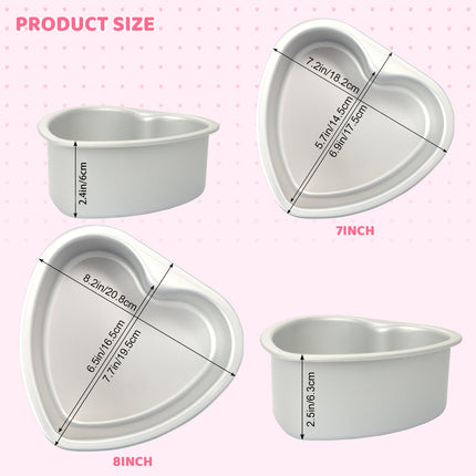 Gvhntk 2pcs Heart Shaped Cake Pan 6 Inch & 8 Inch Aluminum  Heart Cake Tin Baking Mold