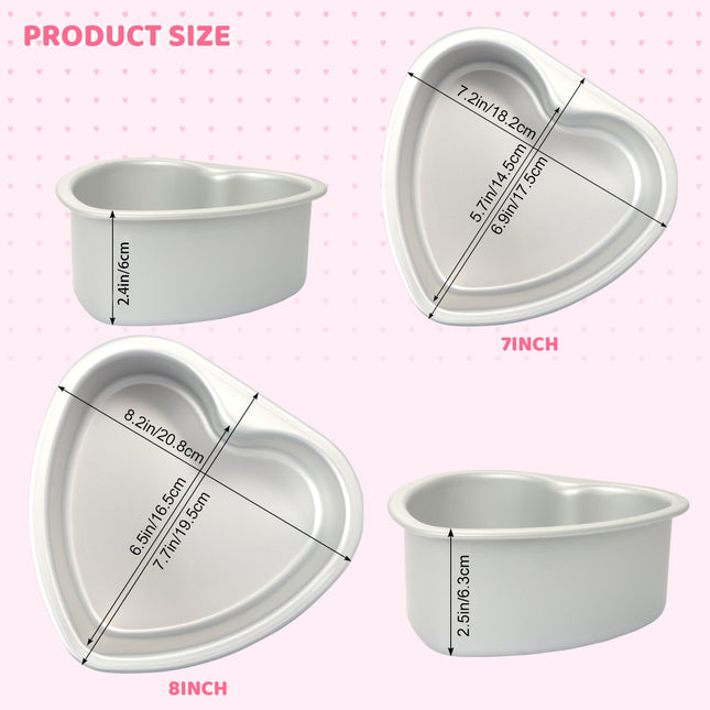 Gvhntk 2pcs Heart Shaped Cake Pan 6 Inch & 8 Inch Aluminum  Heart Cake Tin Baking Mold