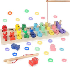 Aomola Montessori Toys for Kids,Wooden Fishing Game Sorting Puzzles Toys,Education Toy Gifts t1