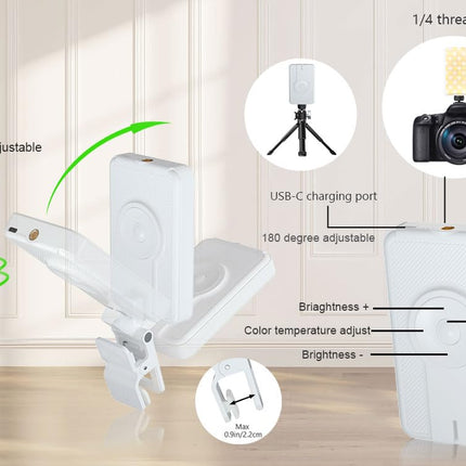 Mionondi Portable Light for Phone Selfie and Laptop Video Conference with Diffuser, 80 LED Rechargeable Light Compatible with Camera Tripod, Content Creator Essentials for Makup TikTok Recording