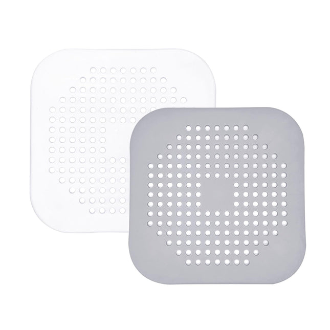 Qancekoo 2pcs Silicone Drain Protectors with Sucker Plug Hole Cover Sink Strainer Protector Filter Shower Hair Catcher Drain Covers Hair Stopper for Kitchen, Bathroom, Bathtub, Gray+White