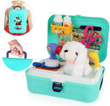 Aomola Pet Care Set Role Play Toys for Kids,16pcs Grooming Feeding Puppy Dog Backpack Vet Game,Toy Gifts T28