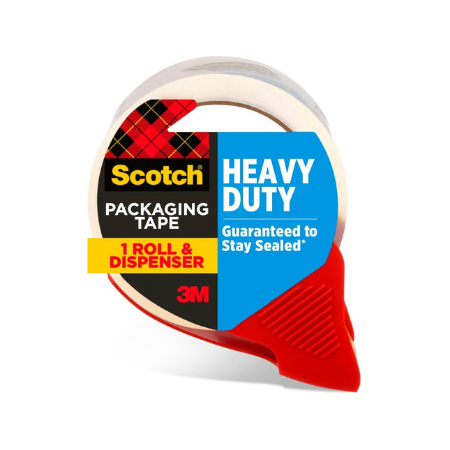 Scotch Heavy Duty Shipping Packing Tape, Clear, 1.88 in. x 38.2 yd., 1 Tape Roll with Dispenser
