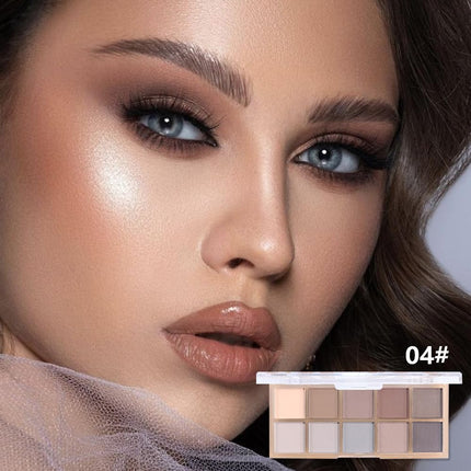 DIKALU Waterproof Vegan Cruelty-free 10 Colors Neutral Nude Gray Taupe Matte Eyeshadow Palette, X004SW57JV