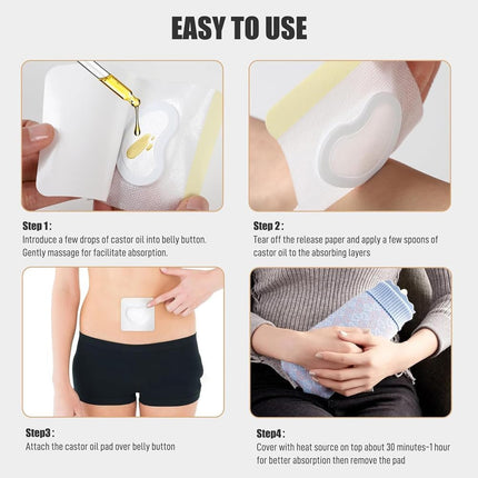 BOBOB 50pcs Castor Oil Patches Self-Adhesive Heart Shape Belly, OIL NOT INCLUDED