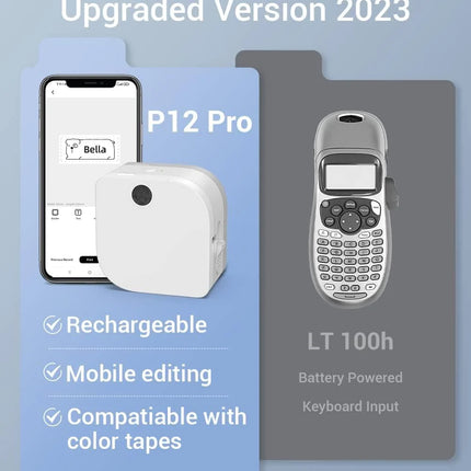 P12 PRO Rechargeable Label Makers BLACK OR PINK