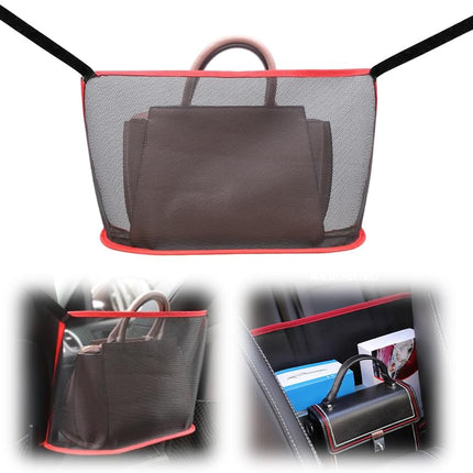 TSUGAMI Car Multi-functional Universal Back Seat Net Pocket Handbag Holder/ Storage Organizer, Red Polyester Fiber, Hook Fastener