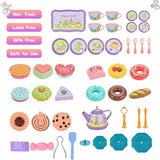45Pcs Tea Party Set for Little Girls Princess Tea Time Toy Playset Ocean/Dinosaur Theme Kids Tea Set with Desserts & Carrying Case Kitchen Pretend Toy T133