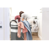 Maxsilan 120L 2-Pack Freestanding Laundry Basket with Extended Handle, Collapsible Large Cotton Clothes Hamper Storage Basket, Gradient Grey