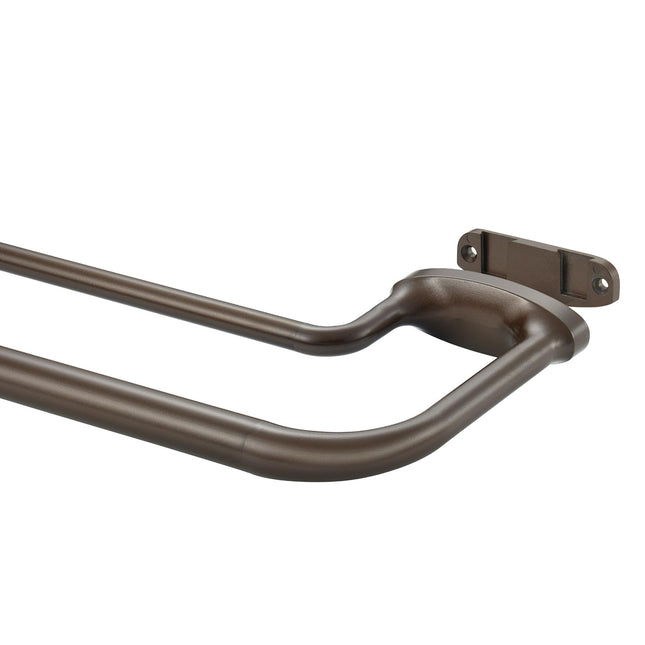 Mayrhyme Dark Bronze Double Curtain Rods for Windows 84-134 Inches,1 Inch Adjustable Double Wrap Around Blackout Curtain Rod with Aluminum Finials and Brackets