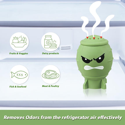 KOLUTI Cute Freezer Smell Eliminator and Reusable Silicone Freshener BPA Free Fridge Deodorizer, Baking Soda Holder for Refrigerator Odor Absorber