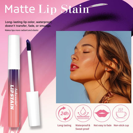 FAFAMOON Peel Off Lip Stain Lip Tint Set - 3 Pcs Long Lasting, Transfer Proof & Waterproof Matte Finish Lip Gloss