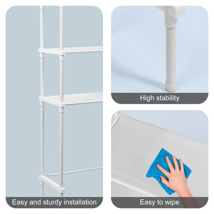 HSHGZSR Over The Toilet Storage Shelf Space Saving 3 Tier Freestanding Toilet Storage Rack Storage Cabinet Toilet Shelf Organizer Multifunctional Above Toilet Stand for Home Bathroom Towel (White)