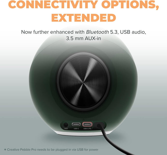 Creative Pebble Pro Minimalist 2.0 USB-C Computer Speakers- Dark Green