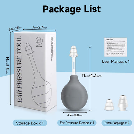 Ear Pressure Relief Suction Device, Ear Pressure Tool, Migraine and Headache Relief Inner Ear Balance, Airplane Ear Pressure Relief,Reduce Stress, Tension, Pain by Inner Ear Pressure - Gray