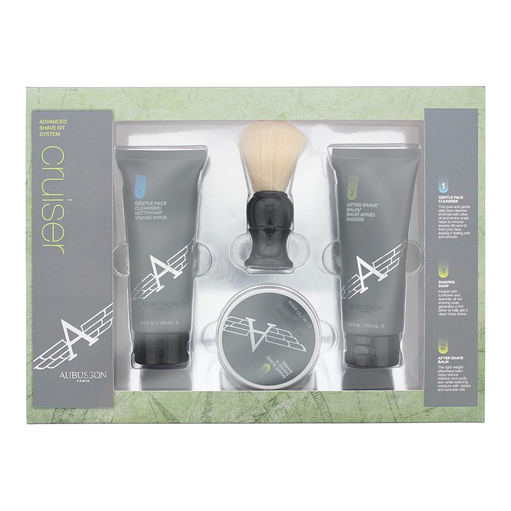 Cruiser by Aubusson, 4 Piece Grooming Advanced Shave Set for Men
