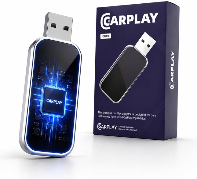 WABCEI Wireless CarPlay Adapter for iPhone, Convert Wired to Wireless CarPlay Adapter, Mini Size with Extension Cable, Stable Car Control & No Delay, Black