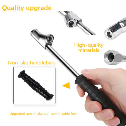 TSUGAMI 1/4" FNPT Extended Reach Dual Head Car Air Chuck, Steel 2-Way Connection Vehicle Tire Inflate Chuck with Quick Plug & Handle, Auto Tyre Air Compressor Fill Kit, Universal Fit