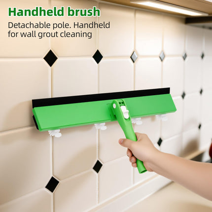 Zavrski Grout Cleaner Brush with 66'' Long Handle Stiff Bristle Grout Scrub Brush Crevice Cleaning Brush for Shower, Bathroom, Kitchen, Tile Floor, Wall and Ceiling (6 Brush Heads)