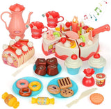 82Pcs DIY Cutting Birthday Cake Food Toys Pretend Playset-Light and Music with Candles,Dessert for Kids Toddlers T26