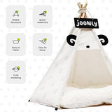 Pet Teepee Portable Pet Bed with Cushion & Blackboard Cat & Dog Houses for Indoor & Outdoor (Goat) T83