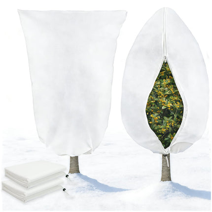 Gansita 2 Packs 80x120cm Plant Covers Tree Freeze Protection Bags Large Frost Cloth Bag Protectors with Zipper Drawstring Reusable Plant Fleece Frost Freezing Cloth Outdoor Blankets for Outdoor Tree Plants
