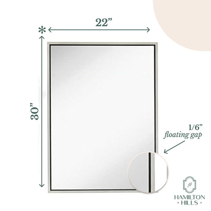 Hamilton Hills 22" x 30" Contemporary Black Framed Rectangular Wall Mirror