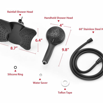 GRICH High Pressure Shower Head with Handheld - Dual Showerheads Combo, Black